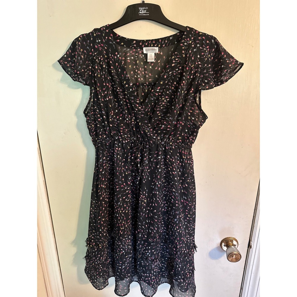 Maternity Dress Motherhood Floral‎ Black Ruffle Woman's Medium